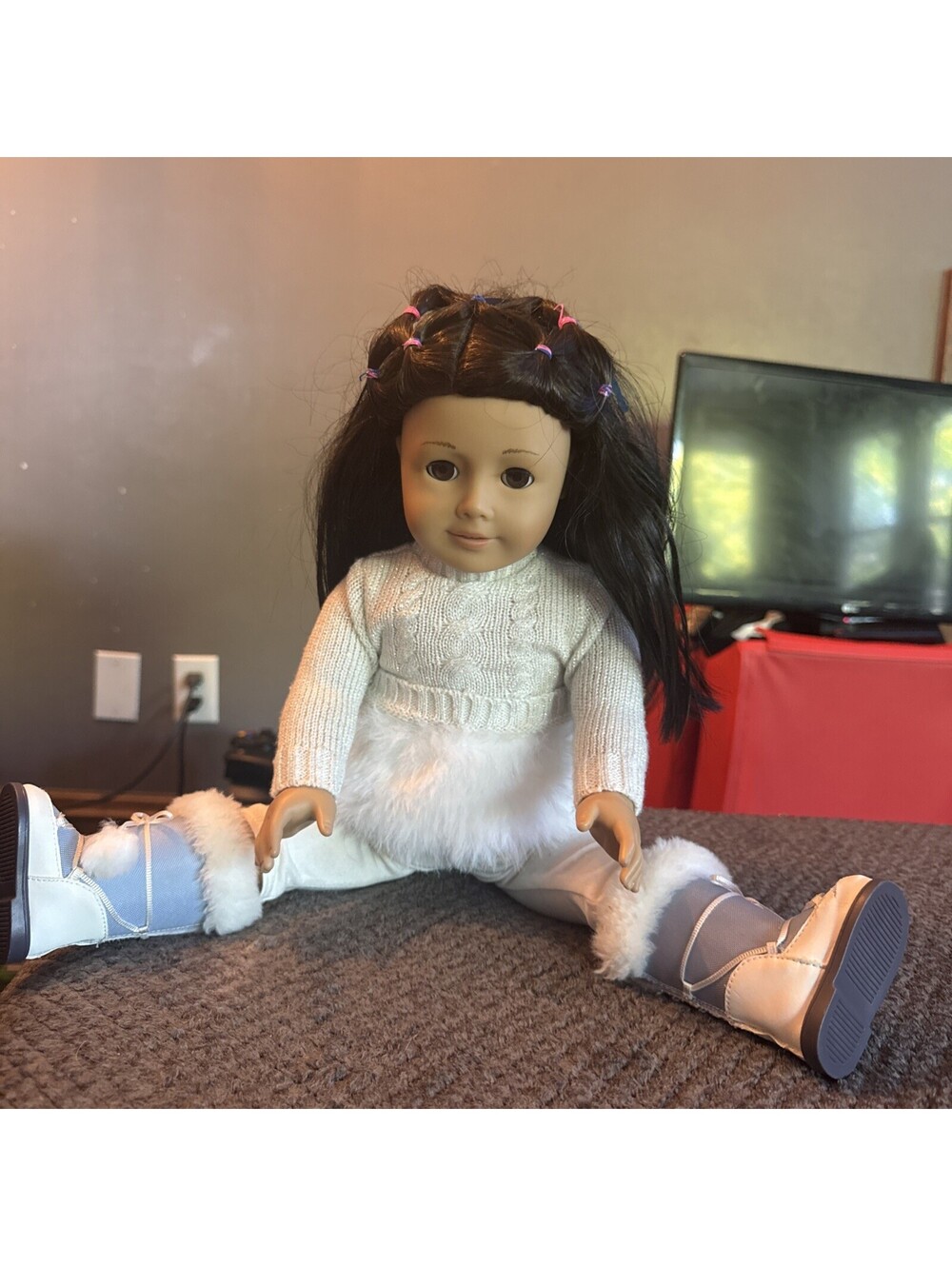 American Girl Doll 18” 2012 Brown Hair Brown Eyes White Winter Outfit Boots